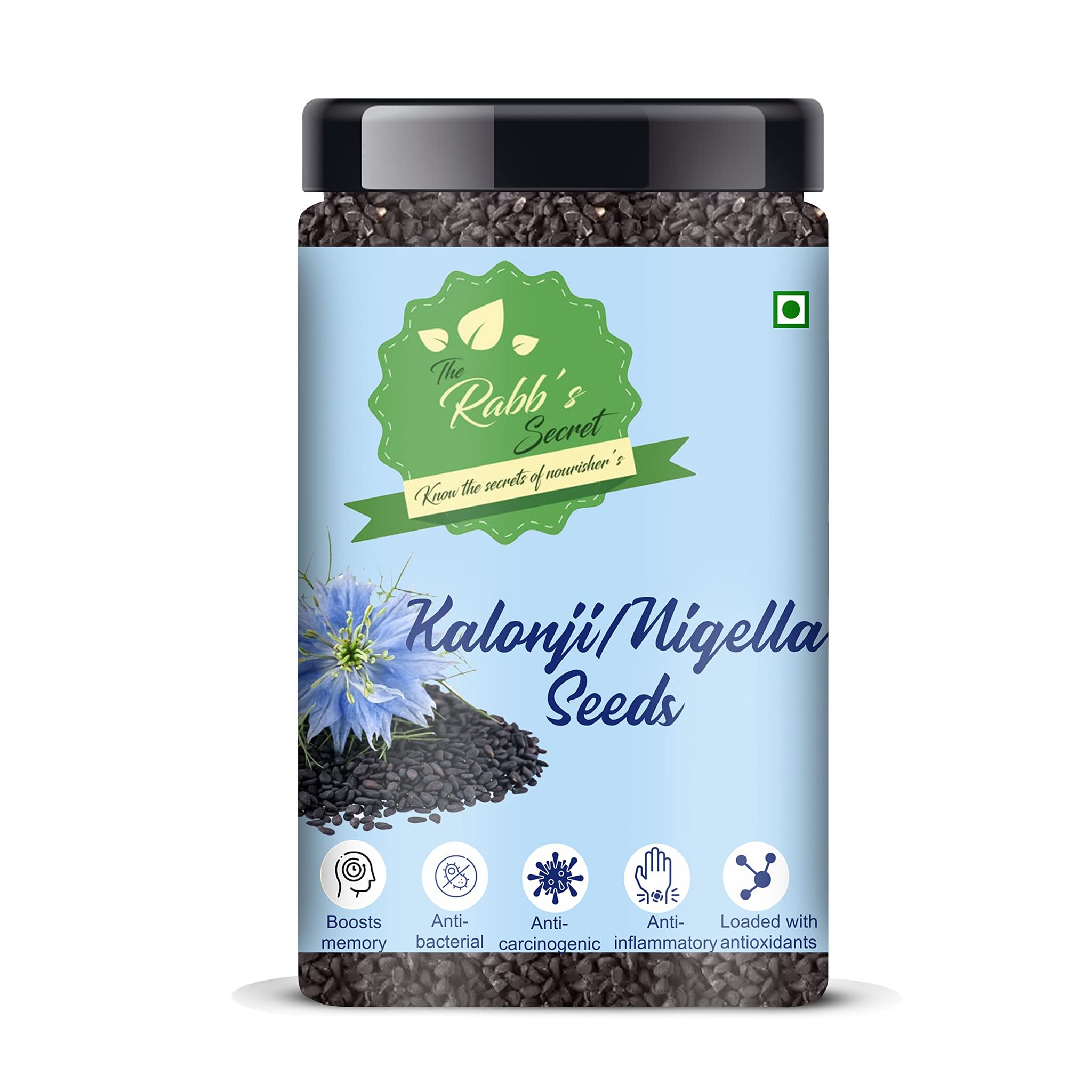 The Rabb's Secret - Nigella Seeds Jar 400gm- Kalonji seeds for hair growth (Kalonji seeds, 400gm) (Nigella Seeds, 400gm)
