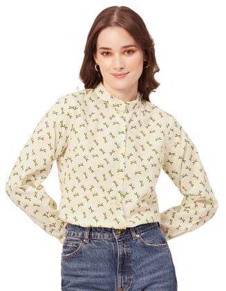 Moomaya Cotton Printed Summer Shirt For Women, Full Sleeve Designer Shirt Top