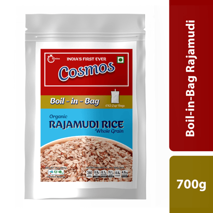 Cosmos Boil-in-Bag Organic Rajamudi Rice (24oz) Ready-to-Cook Wholegrain Unpolished Premium