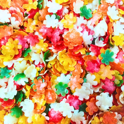 SIPRA TRADERS Ready To Fry Mixed Colour Flower Crackers Fryums With Chat Masala | Mixed Colour Pattasu Vathal | Papad | Vadiyalu