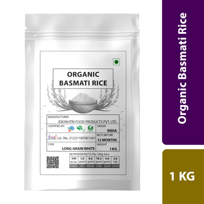 Cosmos Organic Basmati White Rice (1 Kg) Long-grain Aged Rich In Aroma