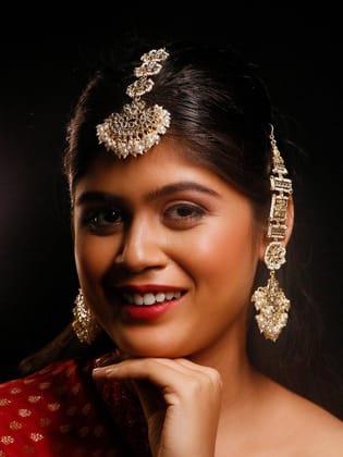 Rajwadi Earring with Holder And Rajwadi Chandbali Teeka Set