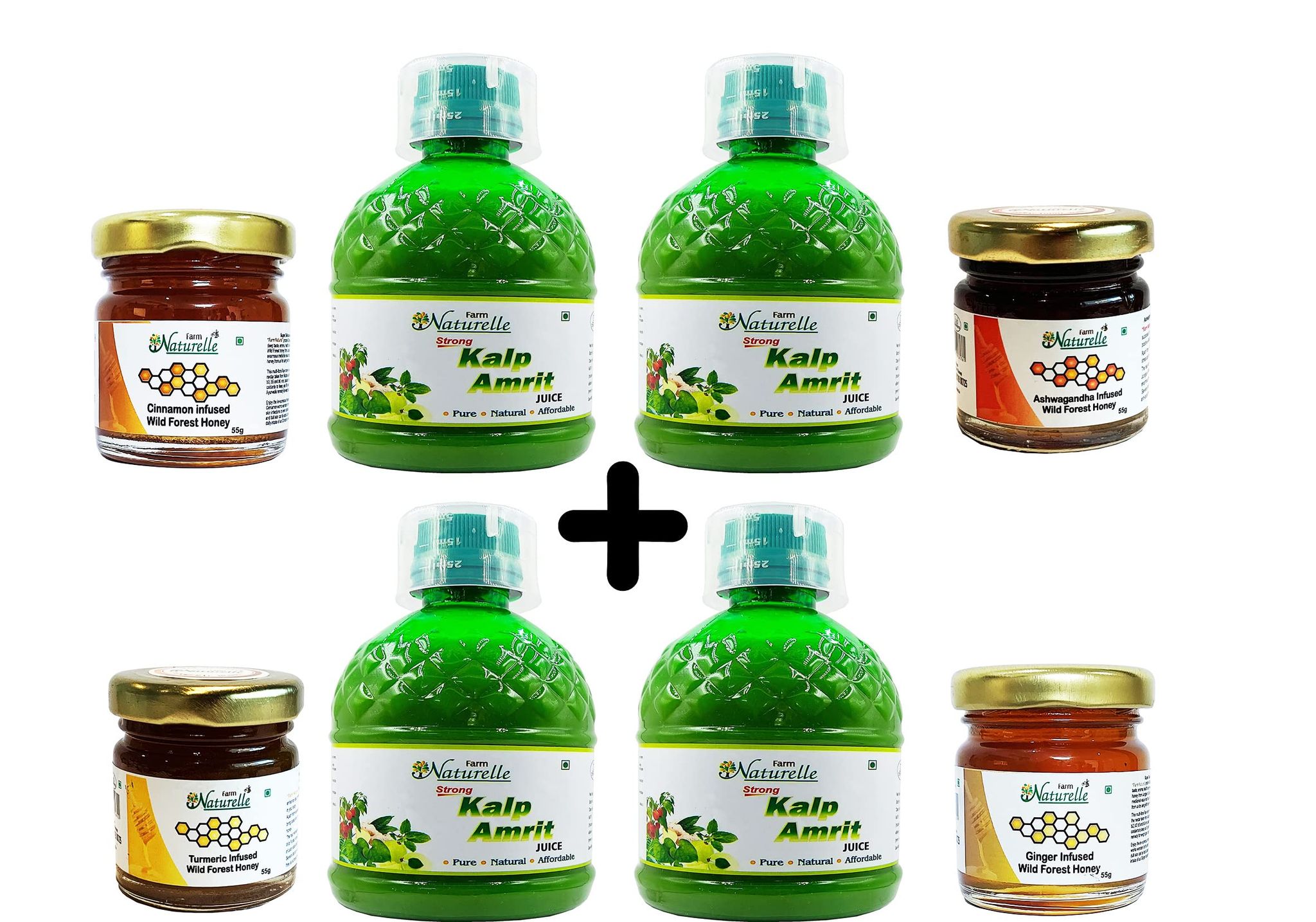 Farm Naturelle Kalp Amrit Ras Juice 400Ml 2+2 Free ( Pack of 4)+ and Free Honey 55g x 4