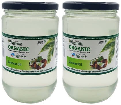Farm Naturelle -100 % Pure Organic Extra-Virgin Cold Pressed Coconut Oil (600mlx2)