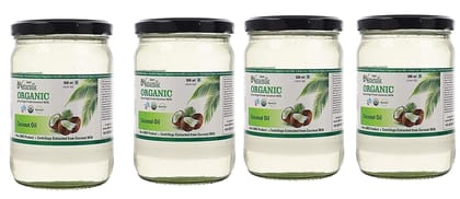 Farm Naturelle -100 % Pure Organic Extra-Virgin Cold Pressed Coconut Oil (Glass Bottle - 500 mlx 4)