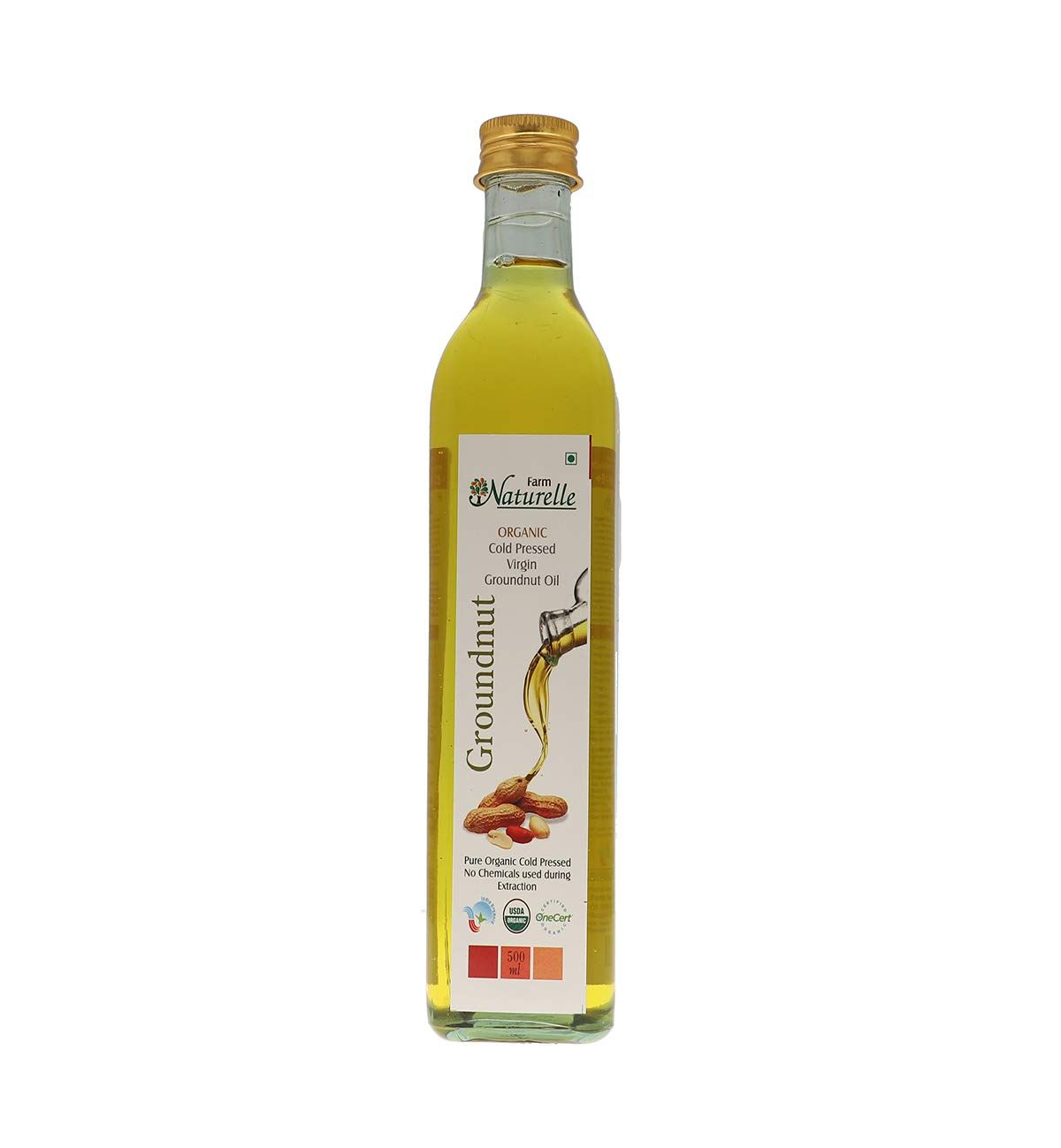 Farm Naturelle - Organic Ghani Cold Pressed Virgin Groundnut/Peanut Oil 500ml | 100% Natural, Pure & Wood Pressed Cooking Oil