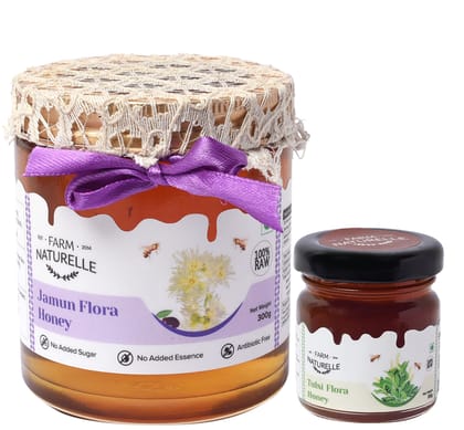 Farm Naturelle-100% Pure Raw Natural Unprocessed Honey (Jamun Flower Forest Honey, 300 GMS with 55 GMS of Another Flower Honey) Excellent for Weight Loss and Diabetes