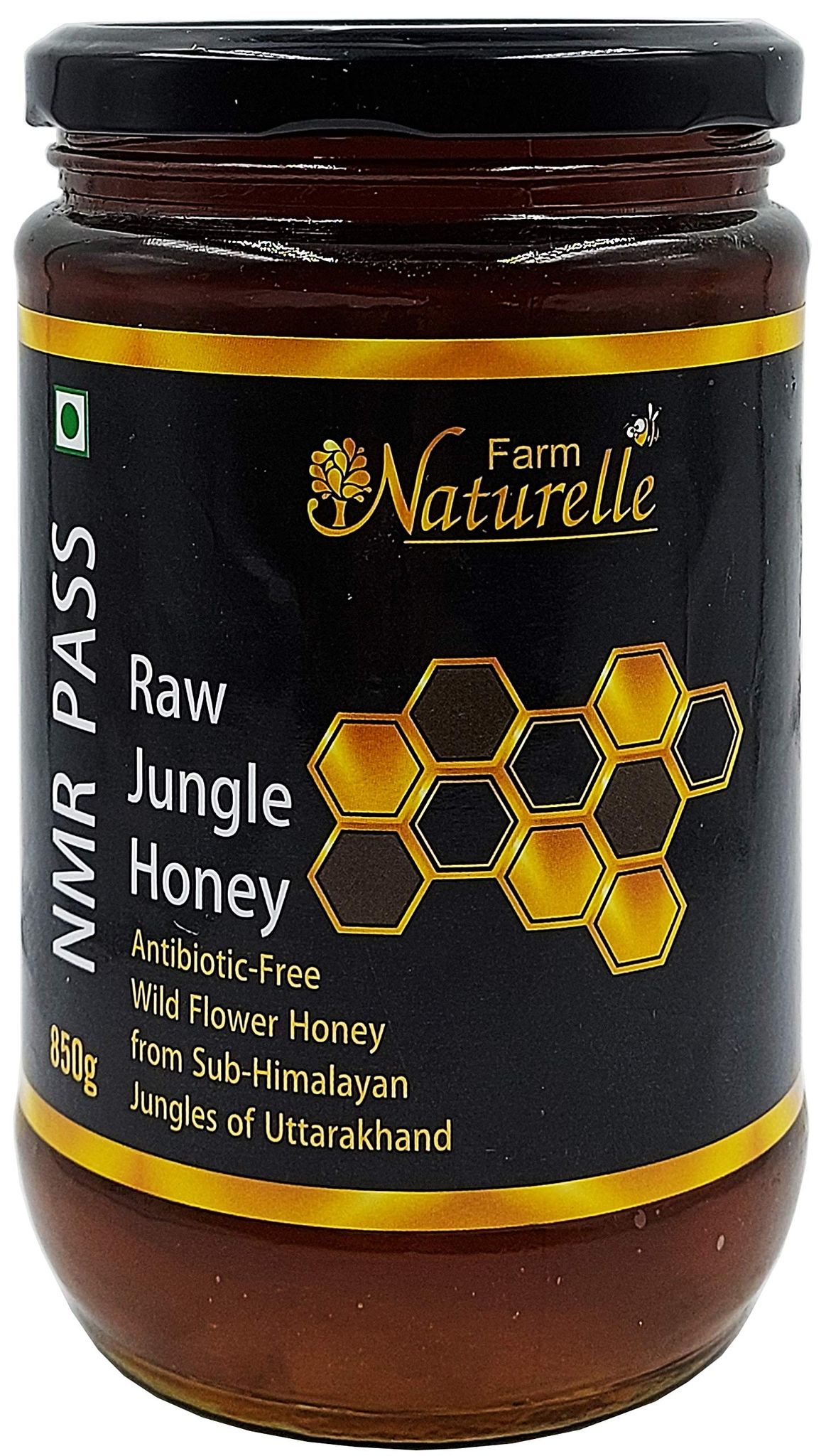 Farm Naturelle Jungle Flower Wild Forest Honey 850gm|NMR Tested Honey In Glass Jar with Engraved Virgin Wooden Spoon | Raw & Unfiltered|Unprocessed Raw Honey