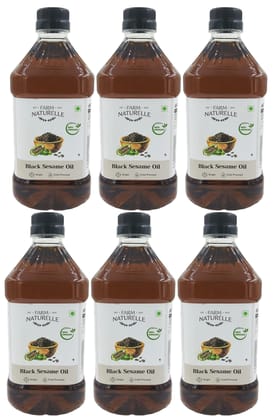 6 Organic Black Sesame Seed Oil-The Finest-Organic n FSSAI Certified-(1 LTR x 6 Pet Bottle) Sesame Gingelly Til Cooking Oil (Cold Pressed Virgin Kachi Ghani)