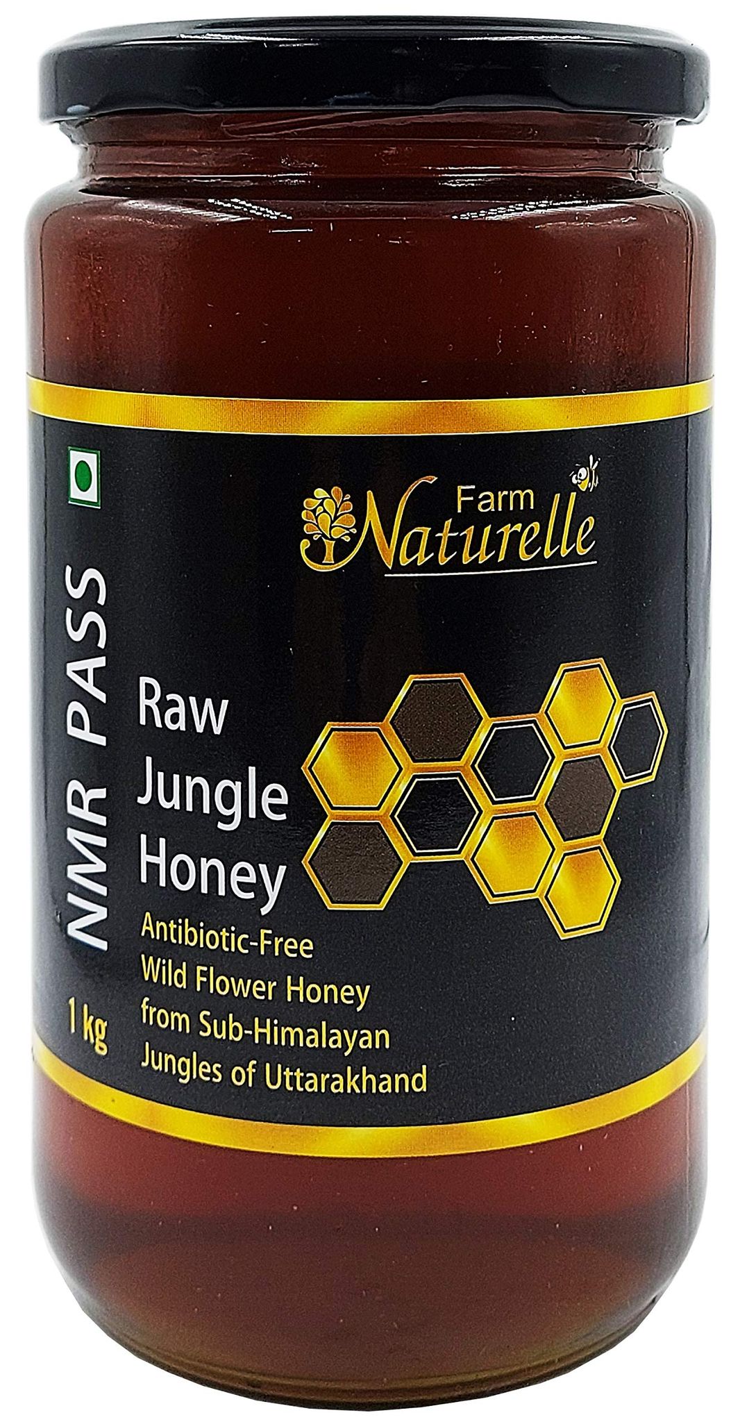 Farm Naturelle (Farm Natural Produce) Raw Natural NMR Tested, Passed, Certified, Wild Forest Flower Jungle Honey Glass Bottle, 1Kg