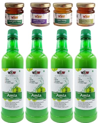 WOW ZIP - GO HERBS & NUTRITION -100% Pure Strong & Effective Amla Juice Finest Herbal Amla Juice . (750Ml 2+2 Free ( Pack of 4) and Raw Free Honey (55x4 g) WOW ZIP - GO HERBS & NUTRITION -100% Pure Strong & Effective Amla Juice Finest Herbal Amla Juice . (750Ml 2+2 Free ( Pack of 4) and Raw Free Honey (55x4 g)