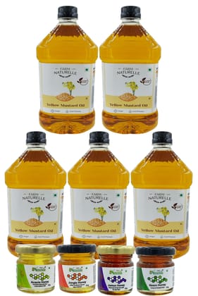 Farm Naturelle 100% Pure Natural Virgin Cold Pressed Yellow Mustard Seed Cooking Oil. (2 LTR X 5) + 4 Honey 55g Farm Naturelle 100% Pure Natural Virgin Cold Pressed Yellow Mustard Seed Cooking Oil. (2 LTR X 5) + 4 Honey 55g