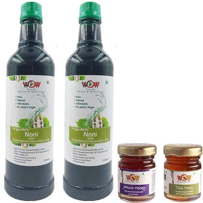 Wow Zip - GO Herbs & NUTRITION-100% Pure and Effective - The Finest Noni Juice Herbal Juice-No Added Sugar . (750 x 2+2 Honey 55g) Free Immunity Enhancing Honey.