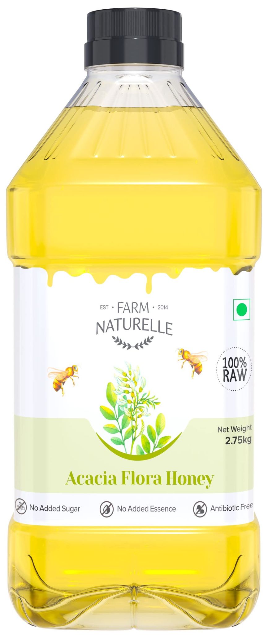 Farm Naturelle Acacia Flora Wild Honey 2.75Kg |100% Pure Honey | Raw & Unfiltered|Unprocessed|Lab Tested Honey In Pet Bottle