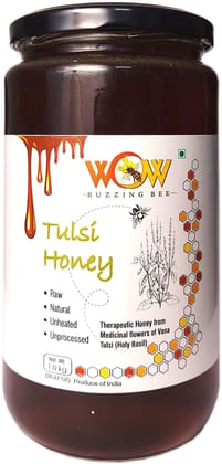 WOW BUZZING BEE - Raw Natural Unprocessed Tulsi Forest Flower Honey Pure Natural Ayurvedic Remedy for Weight Loss, Cough and Digestive Disorders 1kg