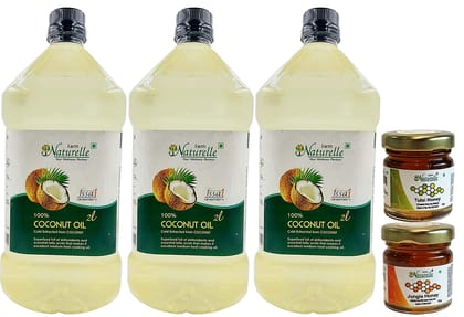 Farm Naturelle Organic Virgin Cold Pressed Coconut Cooking Oil with (2 LTR X 3)