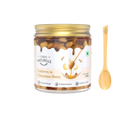 Farm naturelle 100% Natural Raw Forest Unprocessed Cashew With Cinnamon Infused Honey With Health Benefits 275Gms Gift Pack Item Farm naturelle 100% Natural Raw Forest Unprocessed Cashew With Cinnamon Infused Honey With Health Benefits 275Gms Gift Pack Item