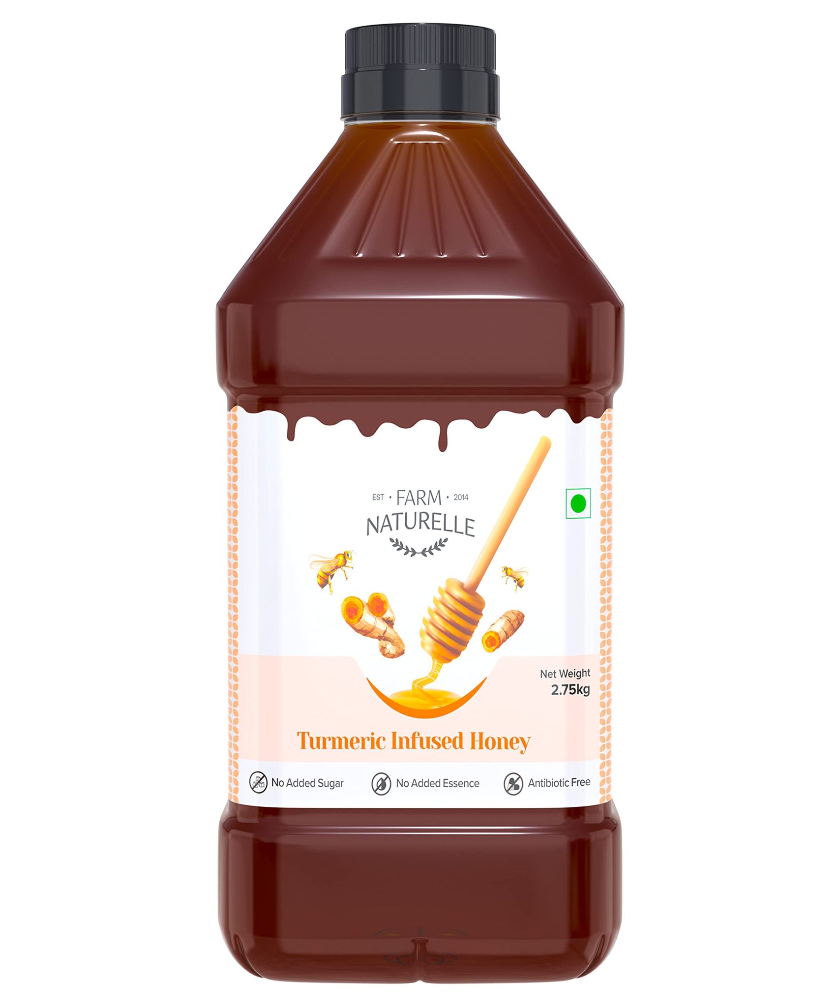 Farm Naturelle - Pure Turmeric Infused in Forest Honey |2.75kg Pet-Bottle | Raw Unprocessed Delicious and Ant-oxidant Honey | 100% Pure & Natural Ingredients Honey.