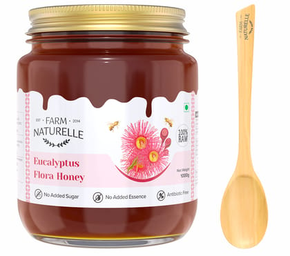 Farm Naturelle-Eucalyptus Flower Wild Forest (Jungle) Honey|850g+150 Extra and a Wooden Spoon|Pure Honey, Raw | Natural Un-Processed - Un-Heated Honey | Lab Tested Honey.