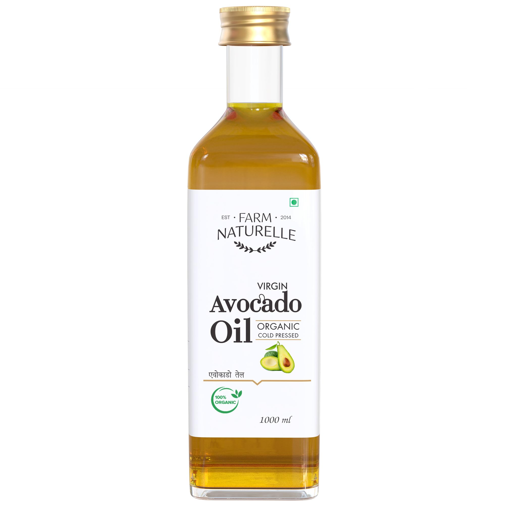 Farm Naturelle 100% Pure Extra Virgin Avocado Oil is Pressed from The Fleshy Pulp Surrounding The Avocado Seed Fssai Approved.1000ML