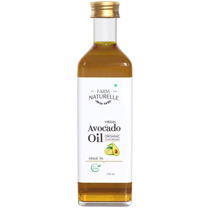 Farm Naturelle - Extra Virgin Avocado Oil 250ml | Premium Cooking oil | Rich in Oleic Acid, Reduces cholesterol | High in Lutein (antioxidant), Improves Heart Health