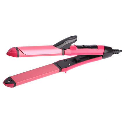 SHREE ENTERPRISE Women 2-in-1 Hair Straightener (pink) and Curler with Ceramic Plate