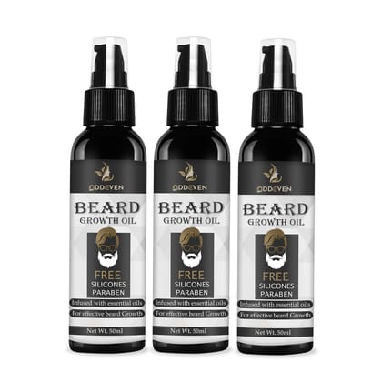 ODDEVEN Beard Growth Oil - 50ml - More Beard Growth, With Redensyl, Vitamin E, Nourishment & Strengthening, No Harmful Chemicals(PACK OF 3)