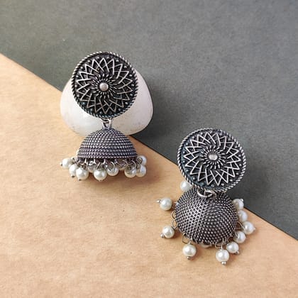 Silver look alike oxidized jhumka earring for women and girl