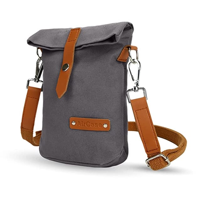 AirCase Minimalist Canvas Sling Crossbody Bag for Men & Women, Side Handbag  to Carry Phone/Wallet/Keys, Adjustable Shoulder Strap Purse, Easy to Clean,  Grey- 6 Month Warranty