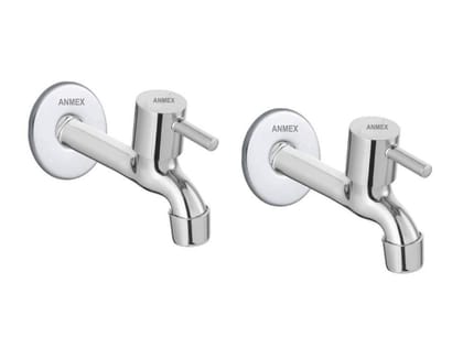 ANMEX SS Turbo Long body Tap for Kitchen and Bathroom SS Chrome Finish With Wall Flange SET OF 2