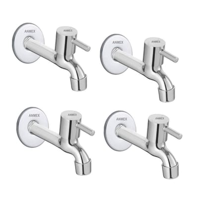 ANMEX SS Turbo Long body Tap for Kitchen and Bathroom SS Chrome Finish With Wall Flange SET OF 4