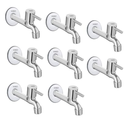 ANMEX SS Turbo Long body Tap for Kitchen and Bathroom SS Chrome Finish With Wall Flange SET OF 8 ANMEX SS Turbo Long body Tap for Kitchen and Bathroom SS Chrome Finish With Wall Flange SET OF 8