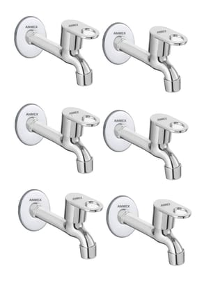 ANMEX SS MAXX Long body Tap for Kitchen and Bathroom SS Chrome Finish With Wall Flange SET OF 6