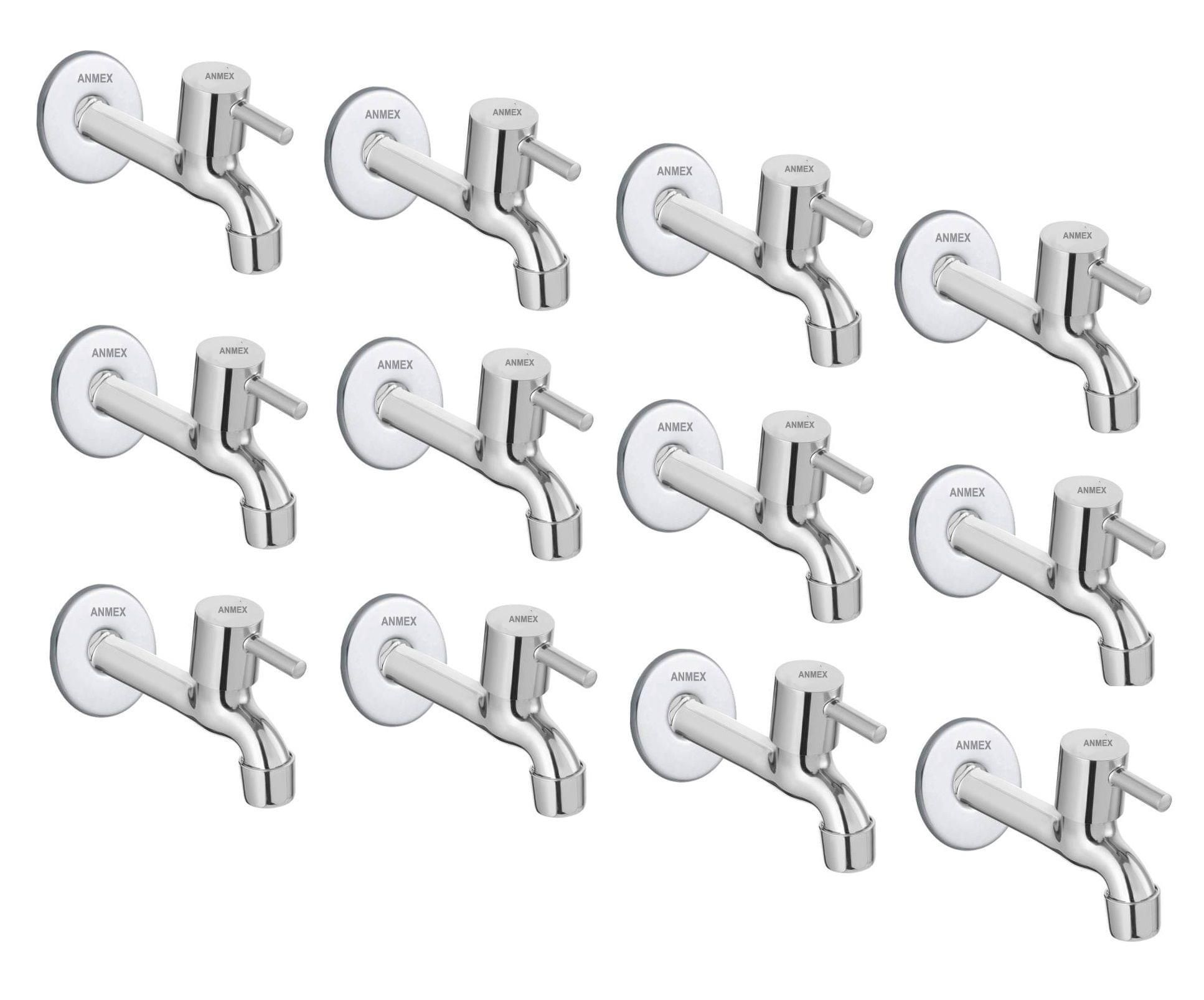 ANMEX SS Turbo Long body Tap for Kitchen and Bathroom SS Chrome Finish With Wall Flange SET OF 12