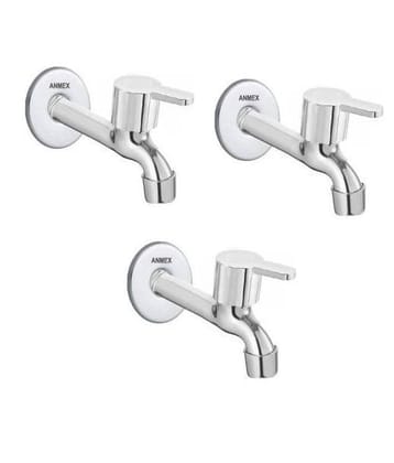 ANMEX SS Flora Long body Tap for Kitchen and Bathroom SS Chrome Finish With Wall Flange SET OF 3