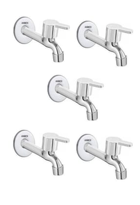 ANMEX SS Flora Long body Tap for Kitchen and Bathroom SS Chrome Finish With Wall Flange SET OF 5