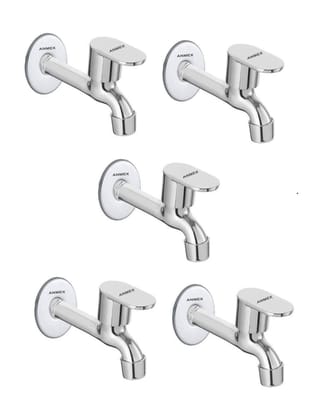 ANMEX SS OVAL Long body Tap for Kitchen and Bathroom SS Chrome Finish With Wall Flange SET OF 5
