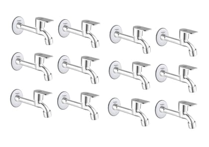 ANMEX SS OVAL-S Long body Tap for Kitchen and Bathroom SS Chrome Finish With Wall Flange SET OF 12
