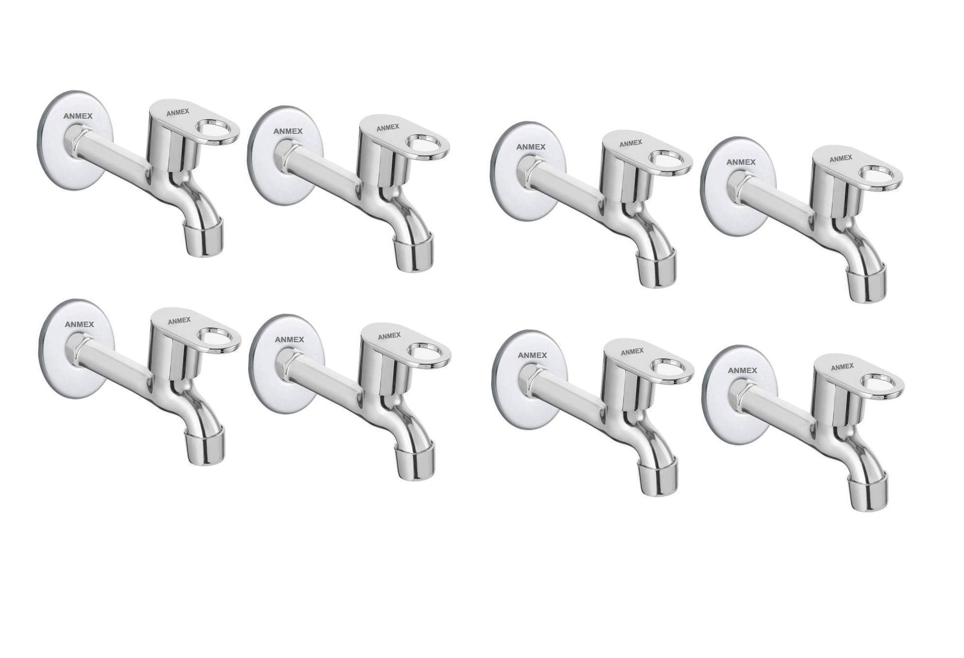 ANMEX SS MAXX Long body Tap for Kitchen and Bathroom SS Chrome Finish With Wall Flange SET OF 8