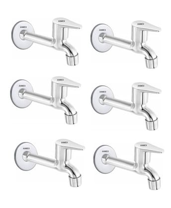 ANMEX SS Jazz Long body Tap for Kitchen and Bathroom SS Chrome Finish With Wall Flange SET OF 6