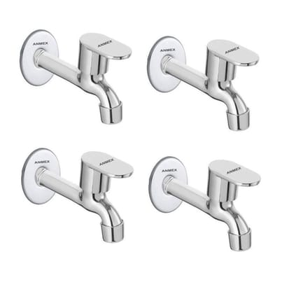 ANMEX SS OVAL Long body Tap for Kitchen and Bathroom SS Chrome Finish With Wall Flange SET OF 4