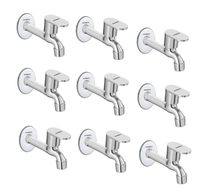 ANMEX SS OVAL Long body Tap for Kitchen and Bathroom SS Chrome Finish With Wall Flange SET OF 9