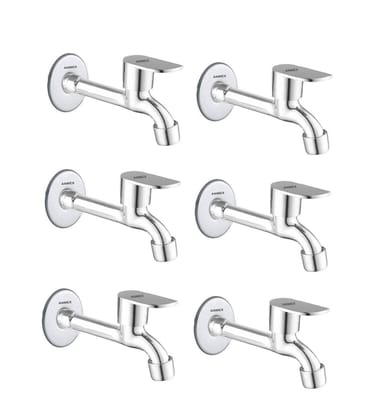 ANMEX SS OVAL-S Long body Tap for Kitchen and Bathroom SS Chrome Finish With Wall Flange SET OF 6