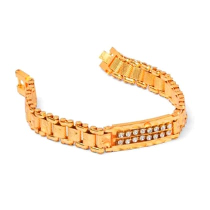 Qawvler Pure Brass Bracelet for 20 cm Men & Boys Golden Chain Length (Pack of 1)