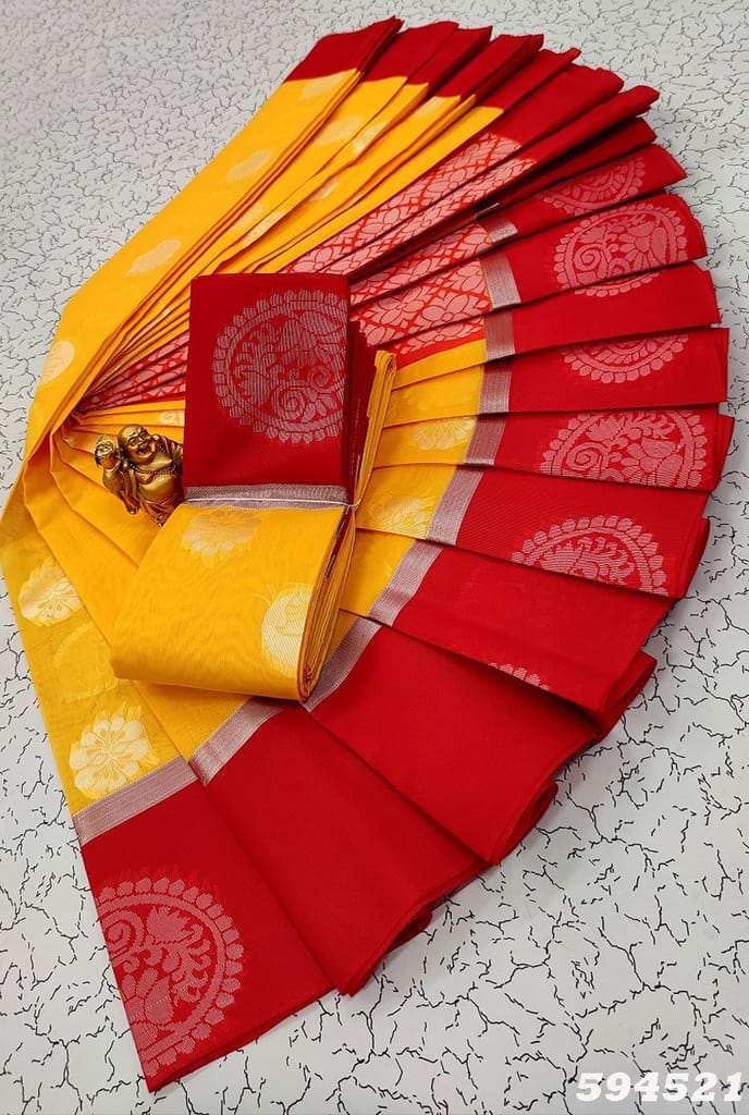 womens kota silk cotton saree with contrast big border butta And grand rich golden pallu | golden jari butta embedded | unstiched Contrast blouse piece