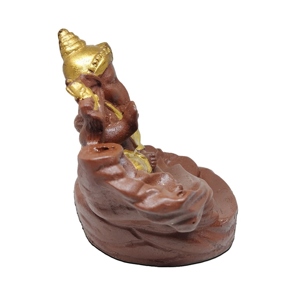 ZURU BUNCH Ganpati Ceramic Idol God of Success and Luck Diwali Gifts, Handcrafted Pure 100% Ceramic Lord Ganesha Smoke Waterfall Cone Incense Holder Decorative showpiece with Free 10 Incense Sticks
