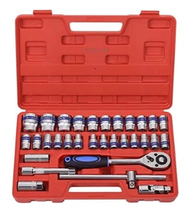 H9 32 in1 1/2-Inch Rachet SOCKET Tool kit SET Carbon Steel WRENCH 1/2" Spannar Multi Purpose TOOL Goti with Carry Box ( Pack of 32 Pcs in a box)