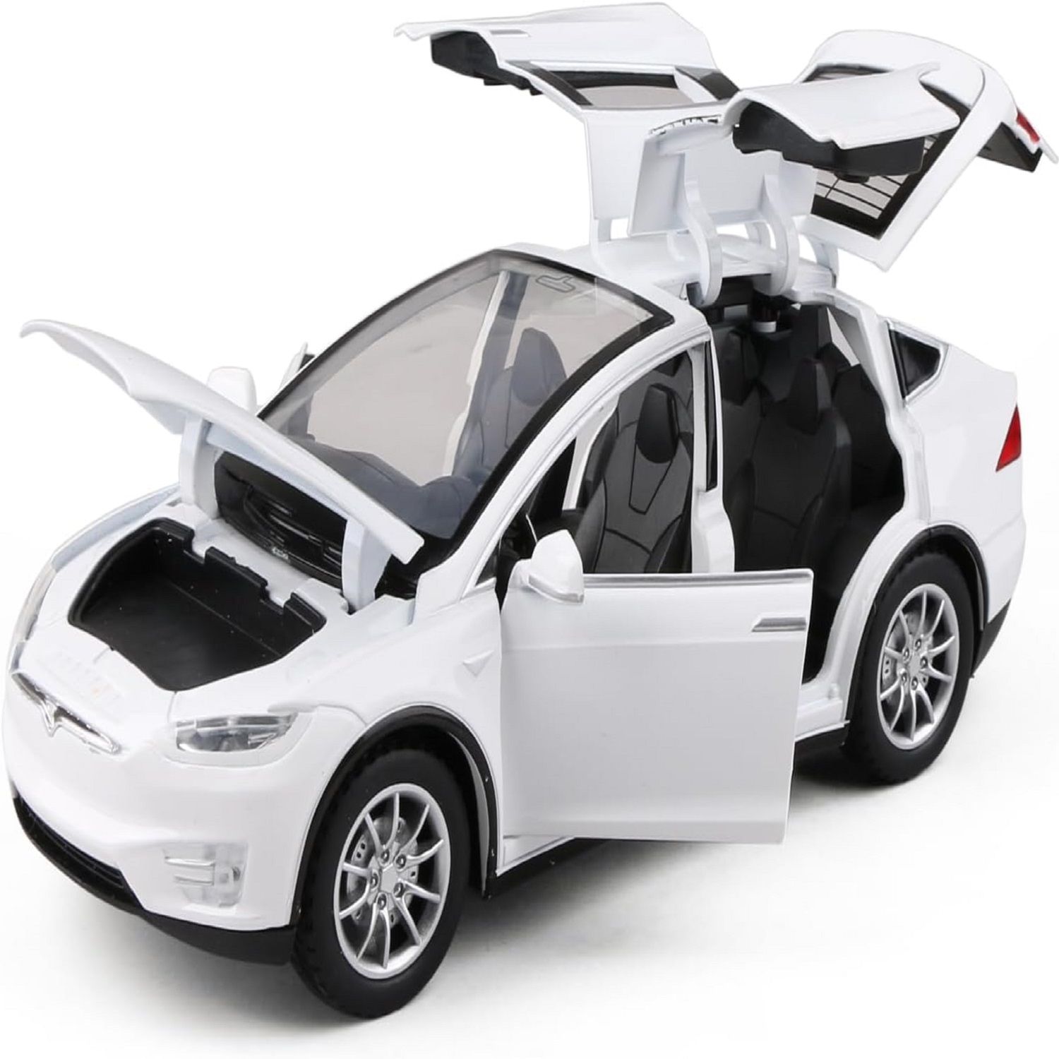 KTRS ENTERPRISE 1:24 Diecast Model Car for Tesla Model X Complete with Lights and Simulation of Sound. This Decorative Alloy Mini Vehicle is a Unique Gift for Your Loves or Young