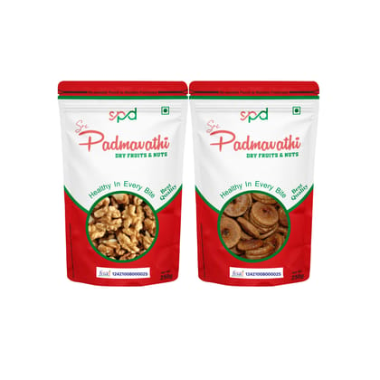 Sri padmavathi Dry Fruits &Nuts FIG-500g/WALNUTS-500g COMBO PACK