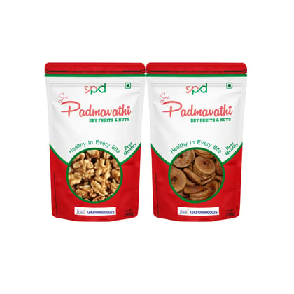 SRI PADMAVATHI DRY FRUITS & NUTS FIG-250gms/WALNUTS-250g combo pack